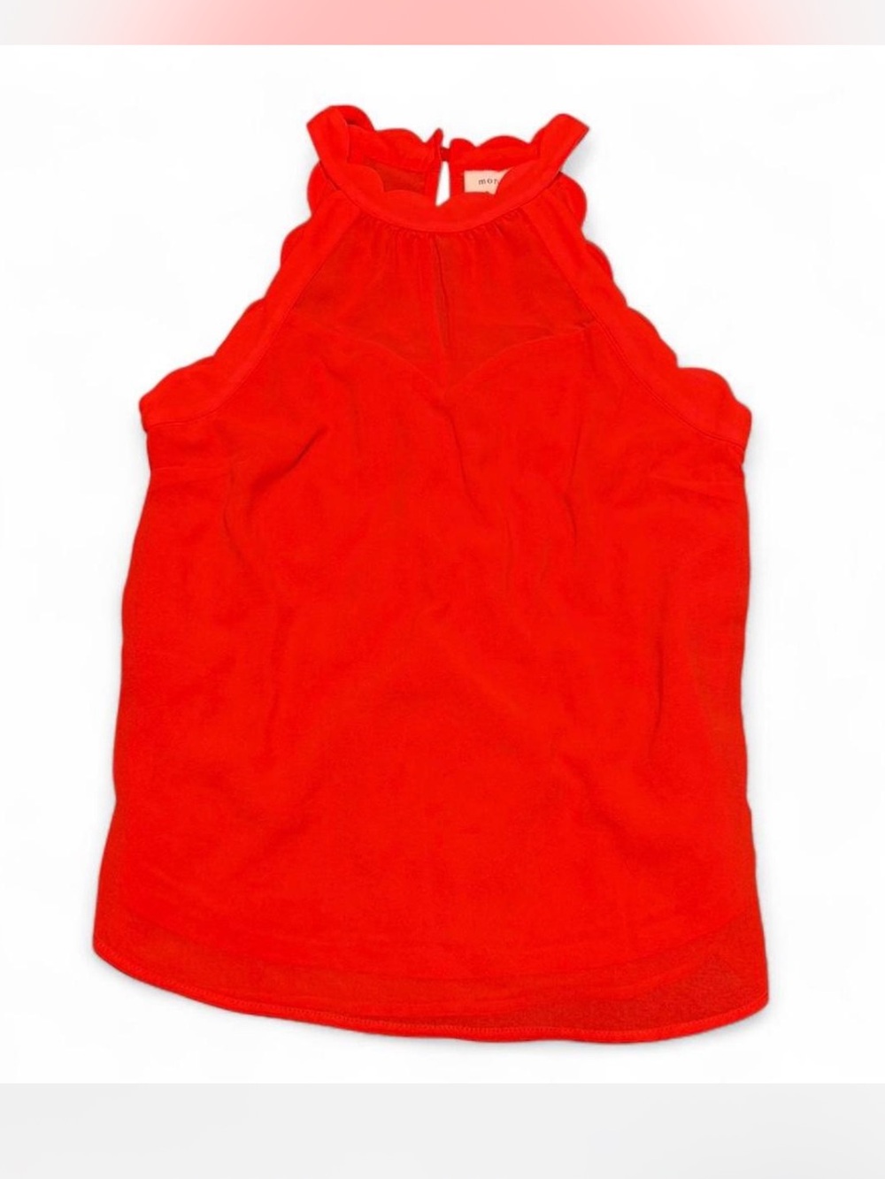 Monteau Red Scallop Trim Halter Tank Top